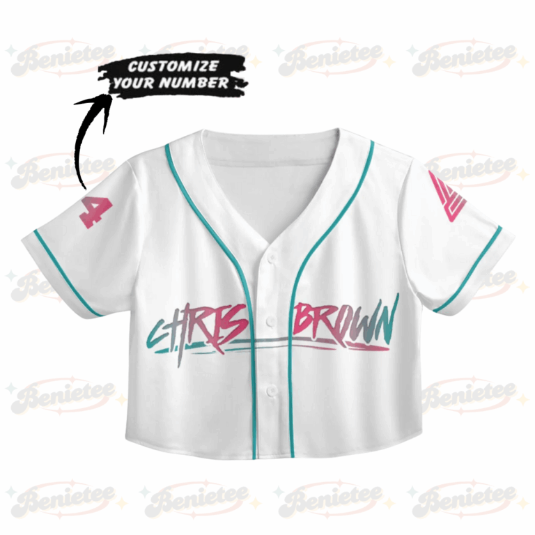 Alternative view of Custom Chris Brown CropTop Baseball Jersey, Breezy Bowl XX Music Tour 2025 CropTop Baseball Jersey