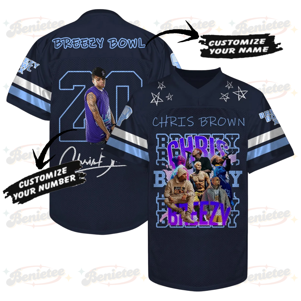 Custom Chris Brown Breezy Bowl Football Jersey, Breezy Bowl XX Tour 2025 Football Jersey - Image 2
