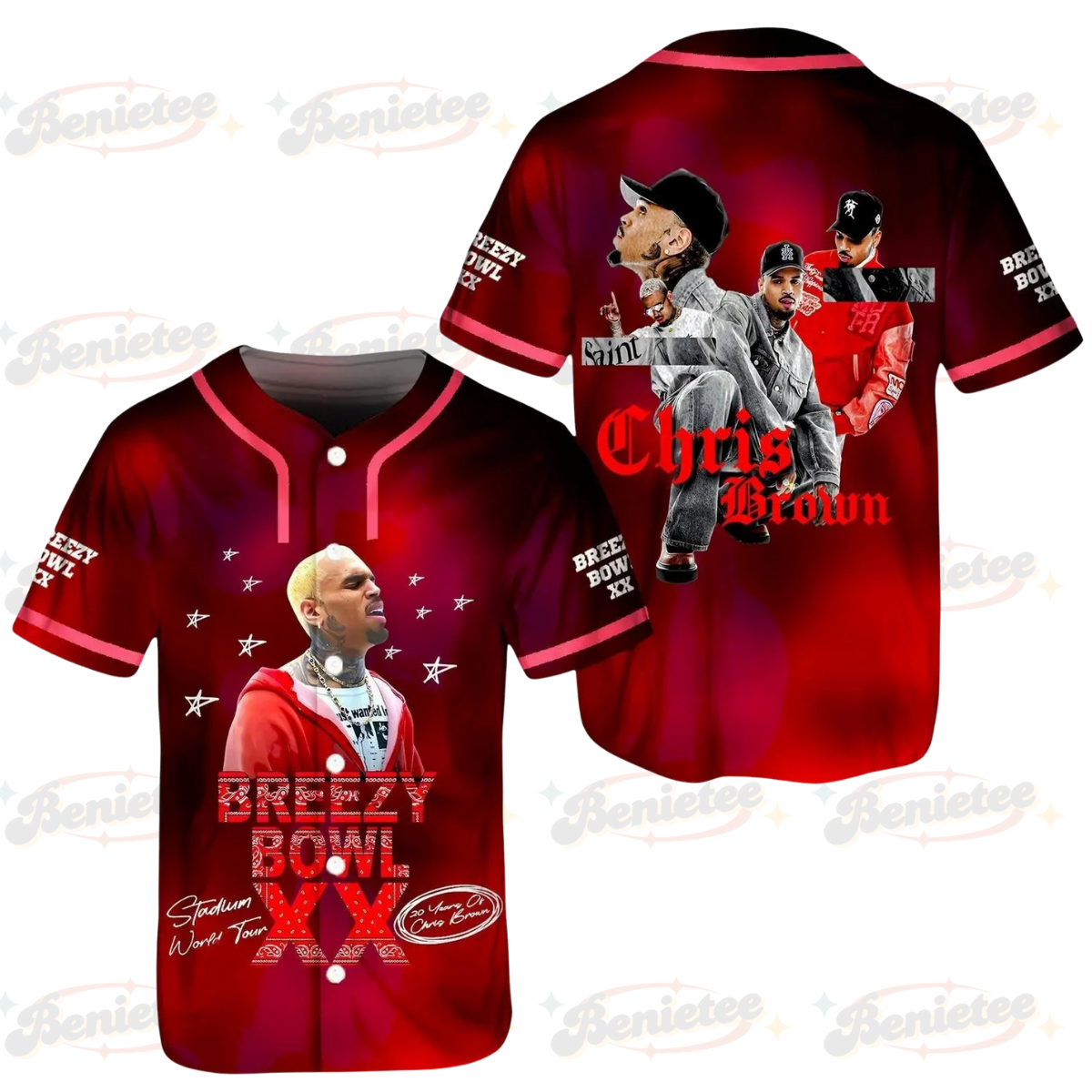 Chris Brown Breezy Bowl XX Baseball Jersey, Chris Brown Tour 2025 Baseball Jersey