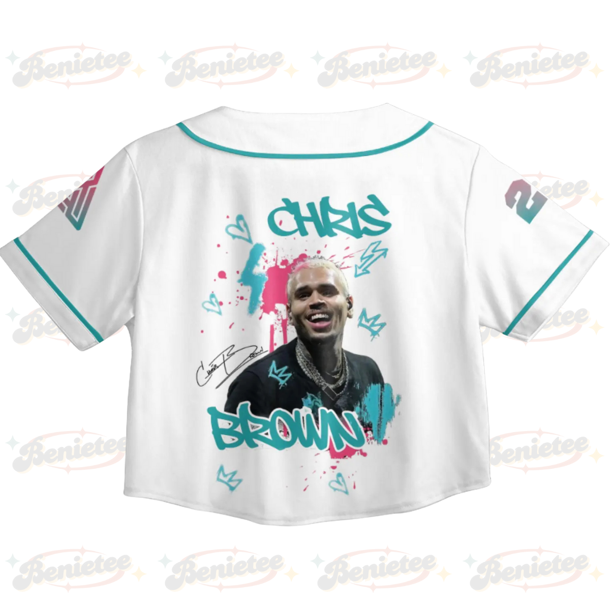 Custom Chris Brown CropTop Baseball Jersey, Breezy Bowl XX Music Tour 2025 CropTop Baseball Jersey - Image 3