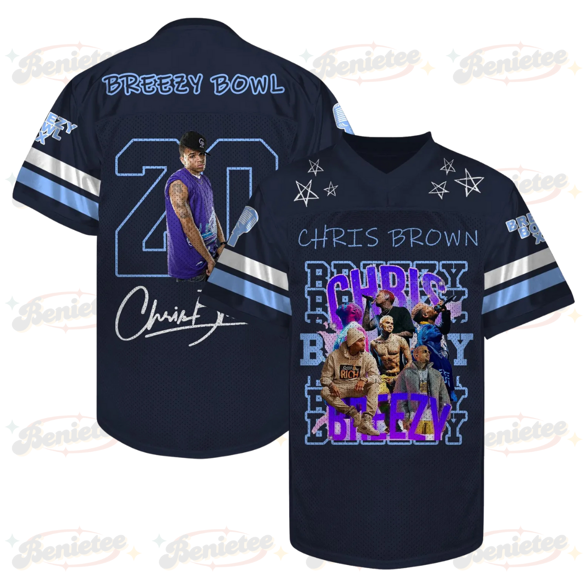 Custom Chris Brown Breezy Bowl Football Jersey, Breezy Bowl XX Tour 2025 Football Jersey