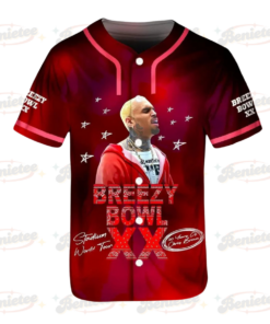 Alternative view of Chris Brown Breezy Bowl XX Baseball Jersey, Chris Brown Tour 2025 Baseball Jersey