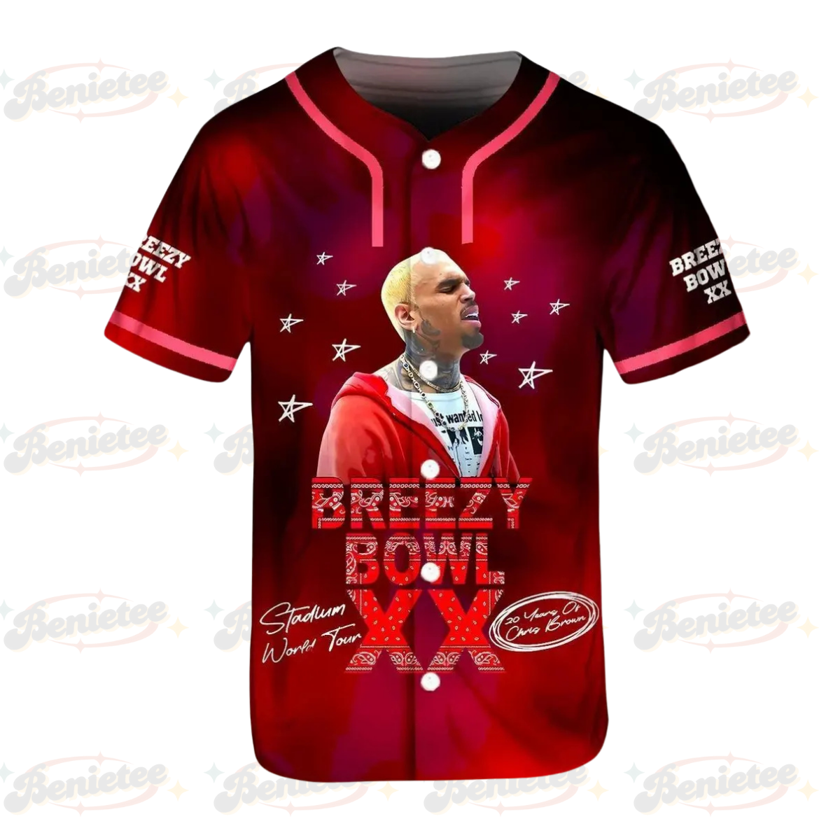 Chris Brown Breezy Bowl XX Baseball Jersey, Chris Brown Tour 2025 Baseball Jersey - Image 2