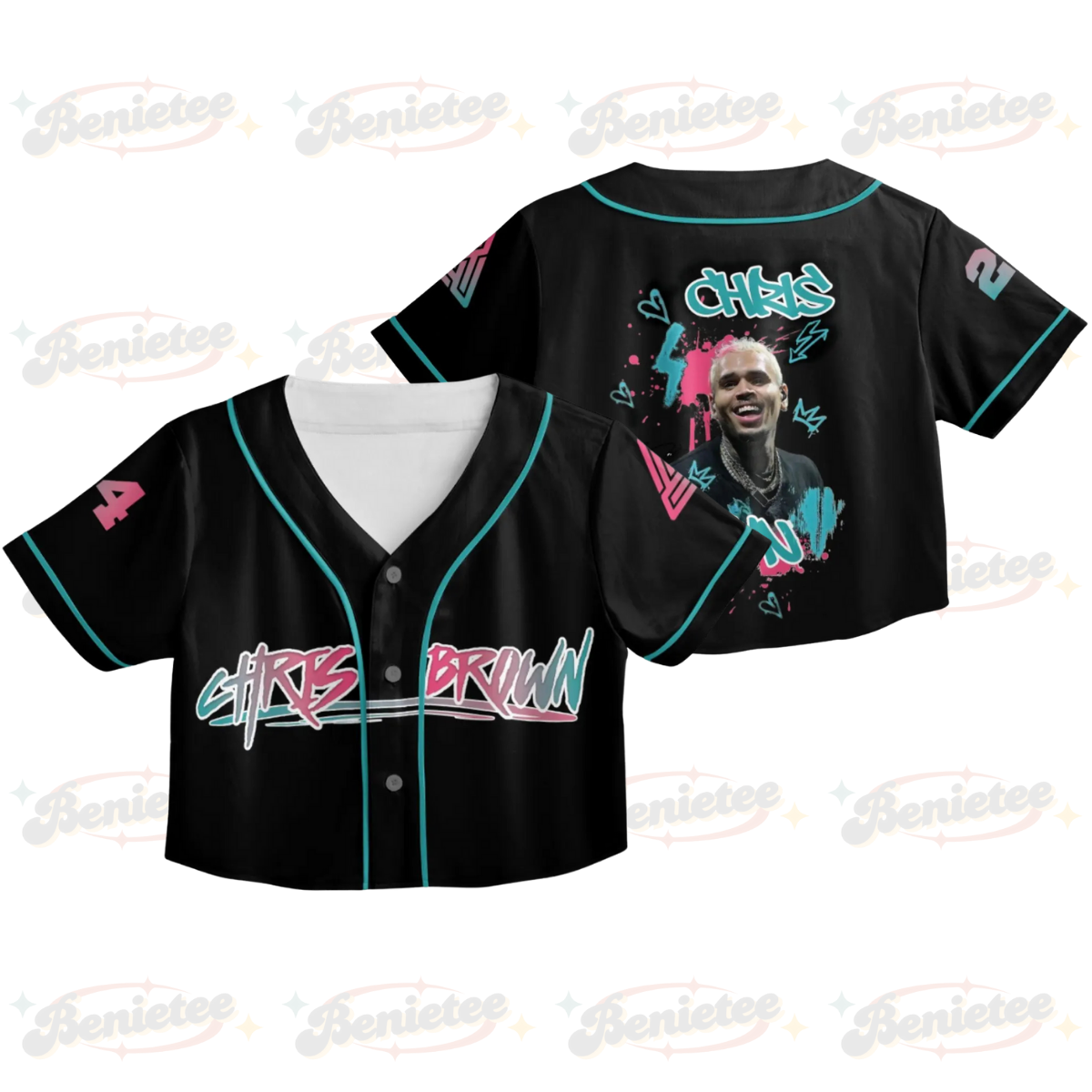 Custom Chris Brown CropTop Baseball Jersey, Breezy Bowl XX Music Tour 2025 CropTop Baseball Jersey
