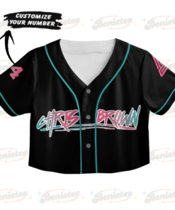 Alternative view of Custom Chris Brown CropTop Baseball Jersey, Breezy Bowl XX Music Tour 2025 CropTop Baseball Jersey