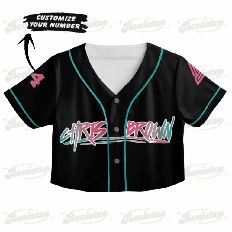 Alternative view of Custom Chris Brown CropTop Baseball Jersey, Breezy Bowl XX Music Tour 2025 CropTop Baseball Jersey