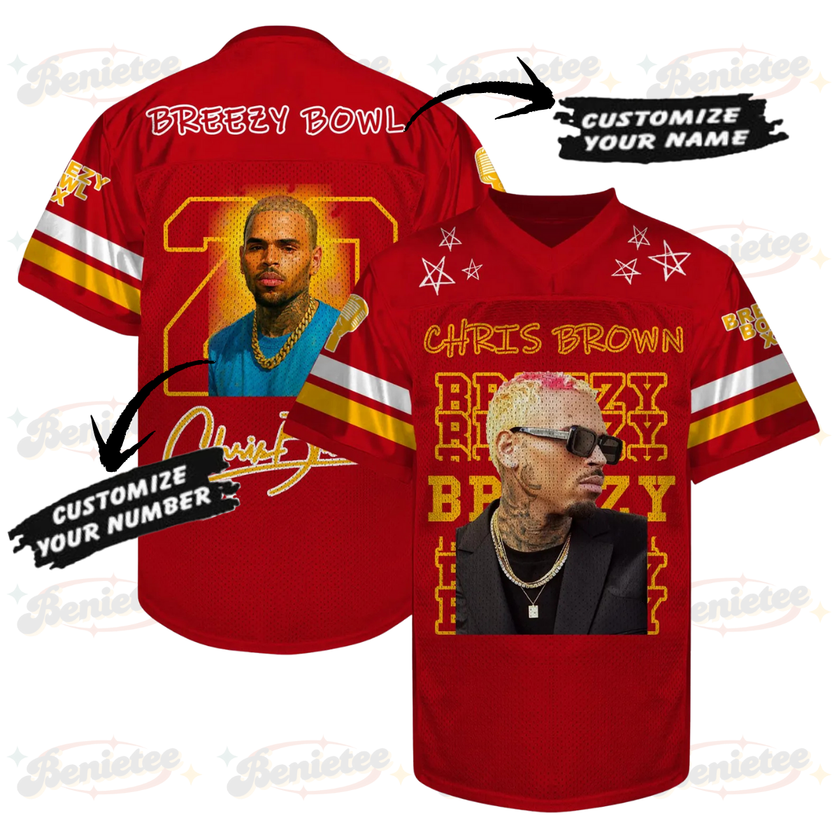 Custom Chris Brown Breezy Bowl Football Jersey, Breezy Bowl XX Tour 2025 Football Jersey - Image 2