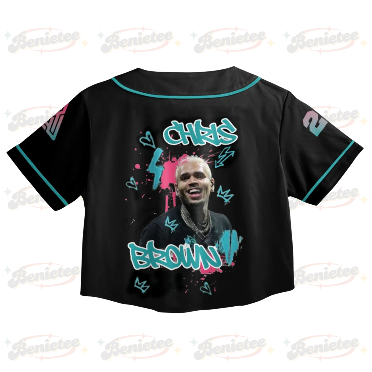 Custom Chris Brown CropTop Baseball Jersey, Breezy Bowl XX Music Tour 2025 CropTop Baseball Jersey - Image 3