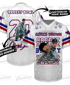 Alternative view of Custom Chris Brown Breezy Bowl Football Jersey, Breezy Bowl XX Music Tour 2025 Football Jersey