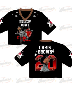 Chris Brown Croptop Mesh Football, Breezy Bowl Stadium World Tour 2025 Croptop Mesh Football
