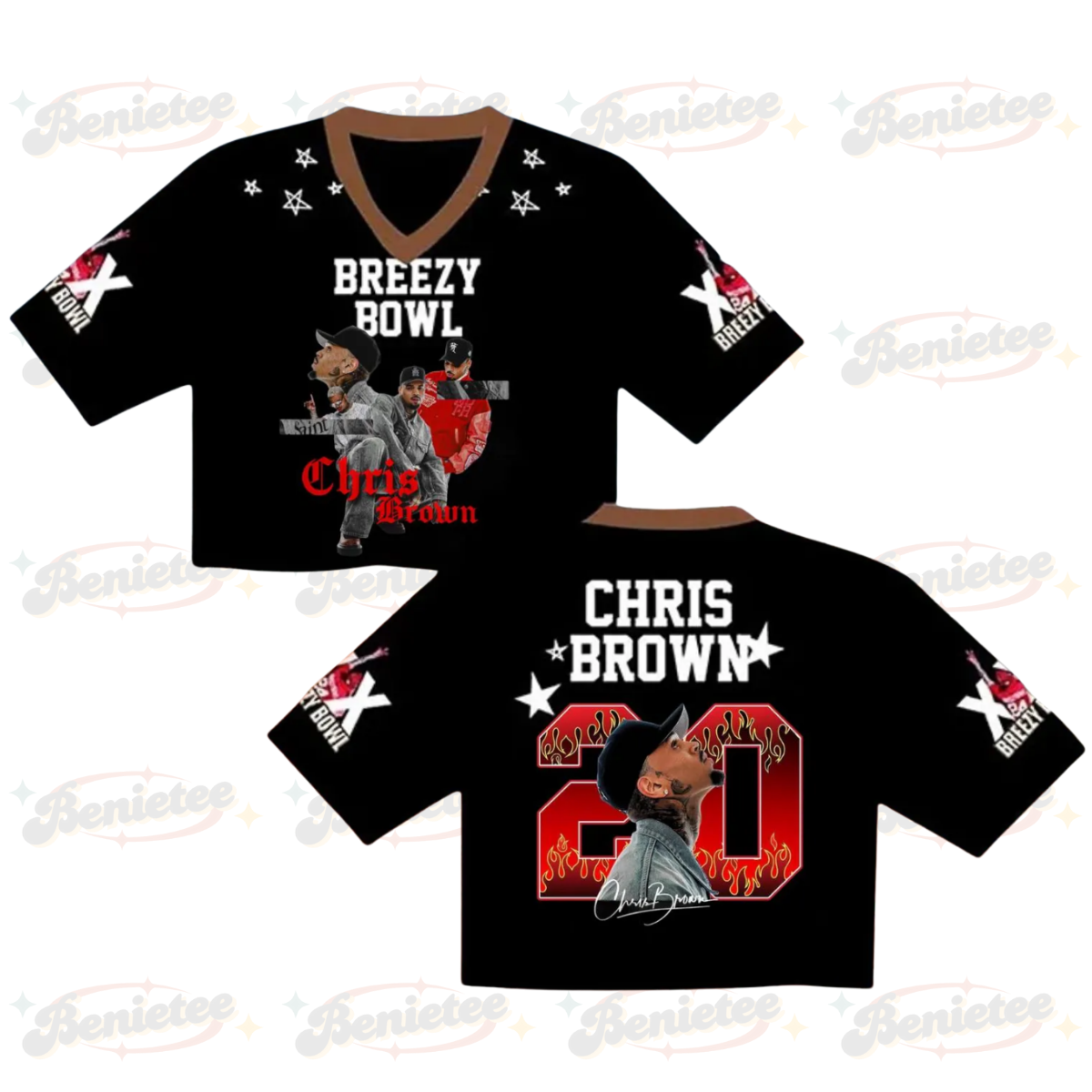 Chris Brown Croptop Mesh Football, Breezy Bowl Stadium World Tour 2025 Croptop Mesh Football