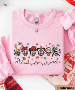 Alternative view of Embroidered Mickey And Friends Lights Christmas Sweatshirt, Mouse Holiday Gift Sweatshirt
