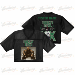 Custom Chris Brown Croptop Mesh Football, Breezy Bowl Tour 2025 Croptop Mesh Football