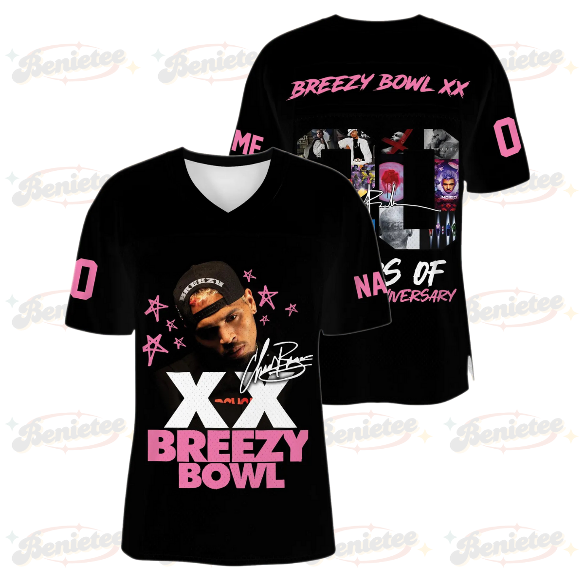 Custom Chris Brown Breezy Bowl Football Jersey, Breezy Bowl XX Tour 2025 Football Jersey