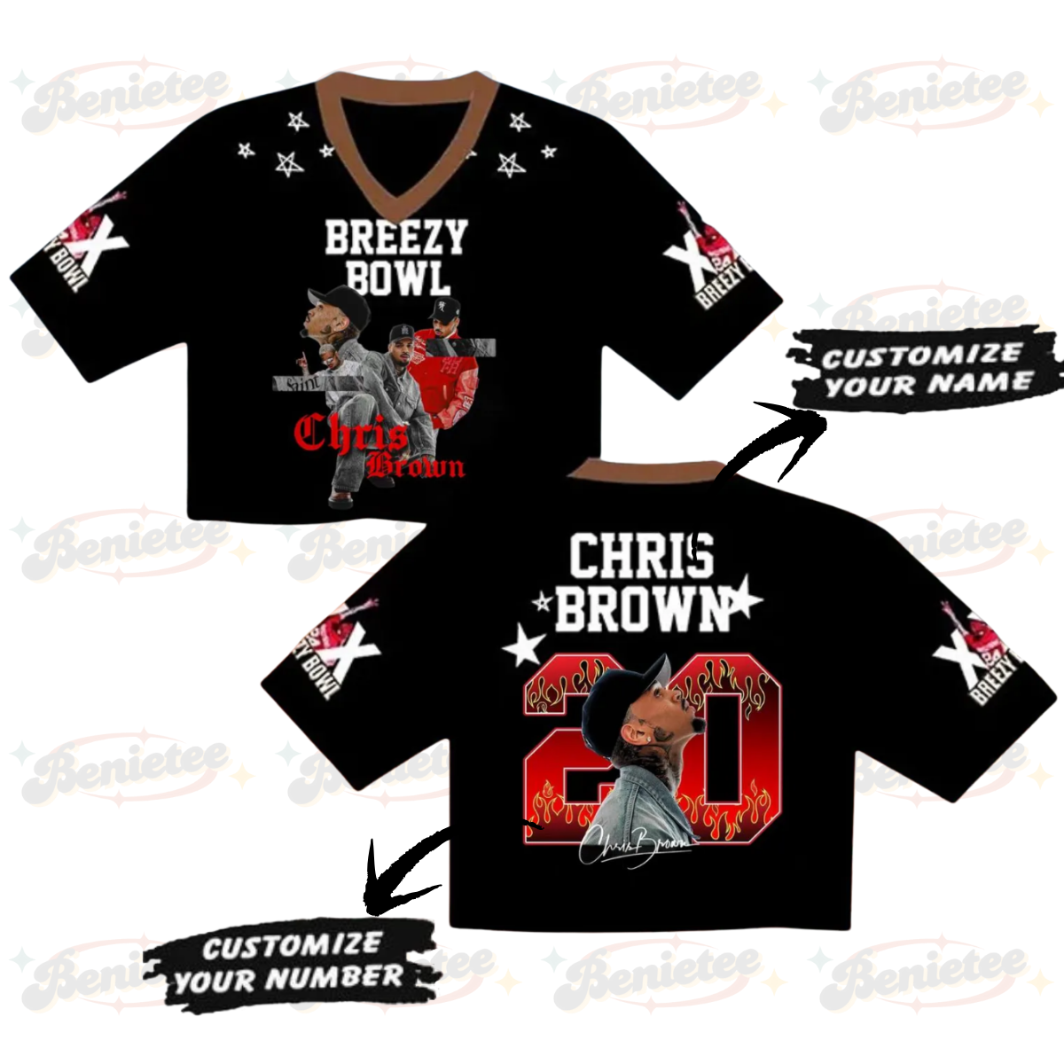Chris Brown Croptop Mesh Football, Breezy Bowl Stadium World Tour 2025 Croptop Mesh Football - Image 2