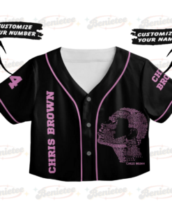 Alternative view of Custom Chris Brown Croptop Baseball Jersey,  Chris Brown Tour 2025 Croptop Baseball Jersey