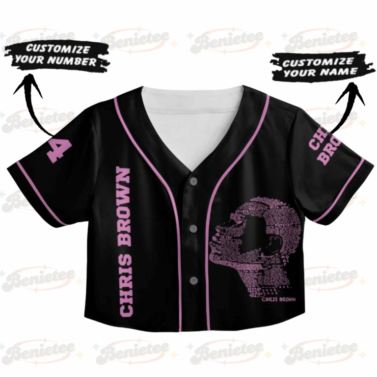 Alternative view of Custom Chris Brown Croptop Baseball Jersey,  Chris Brown Tour 2025 Croptop Baseball Jersey