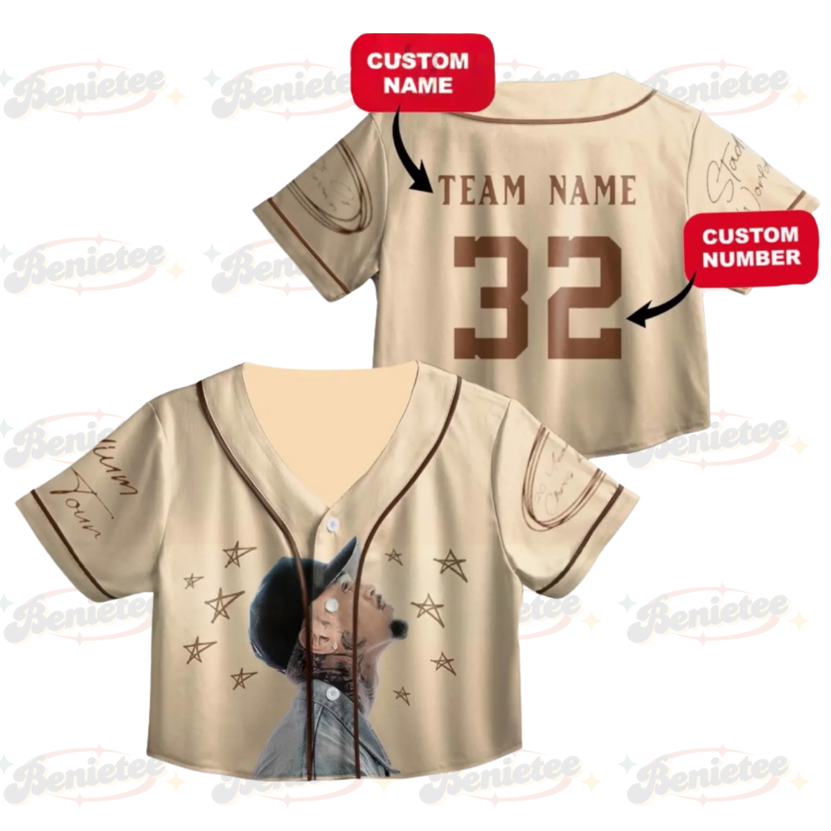 Personalized Chris Brown Croptop Baseball Jersey, Chris Brown Tour 2025 Croptop Baseball Jersey