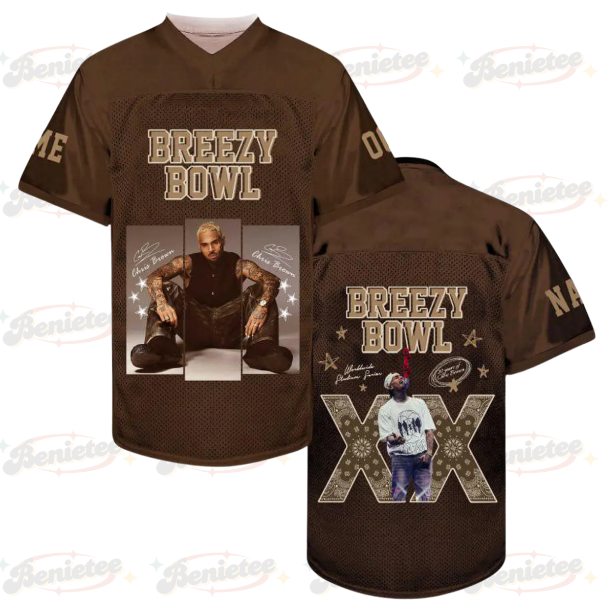 Custom Chris Brown Tour Football Jersey, Breezy Bowl XX 2025 Football Jersey