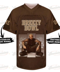 Alternative view of Custom Chris Brown Tour Football Jersey, Breezy Bowl XX 2025 Football Jersey