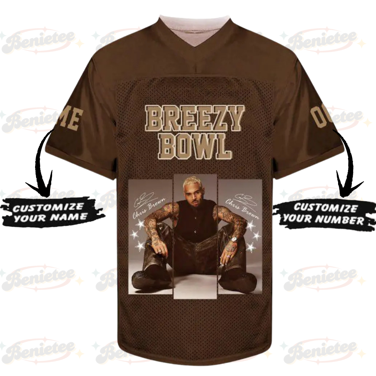 Custom Chris Brown Tour Football Jersey, Breezy Bowl XX 2025 Football Jersey - Image 2