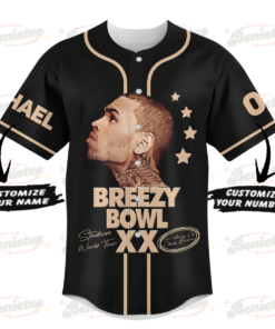 Alternative view of Custom Chris Brown Tour Baseball Jersey, Breezy Bowl XX Concert 2025 Baseball Jersey