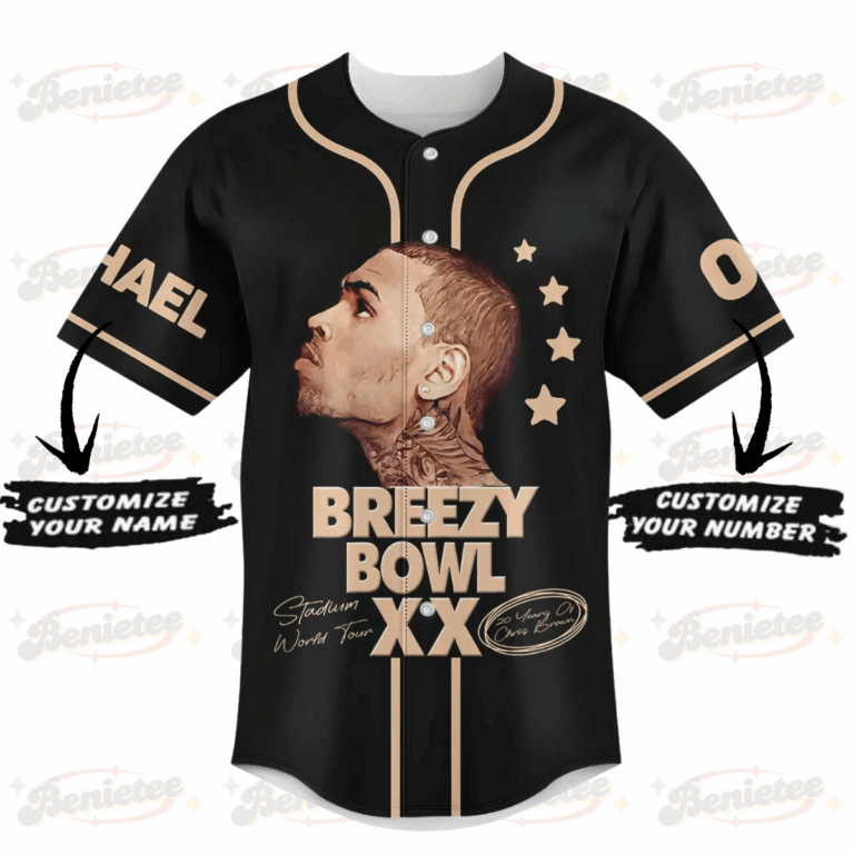 Alternative view of Custom Chris Brown Tour Baseball Jersey, Breezy Bowl XX Concert 2025 Baseball Jersey