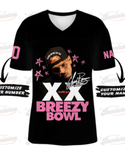 Alternative view of Custom Chris Brown Breezy Bowl Football Jersey, Breezy Bowl XX Tour 2025 Football Jersey