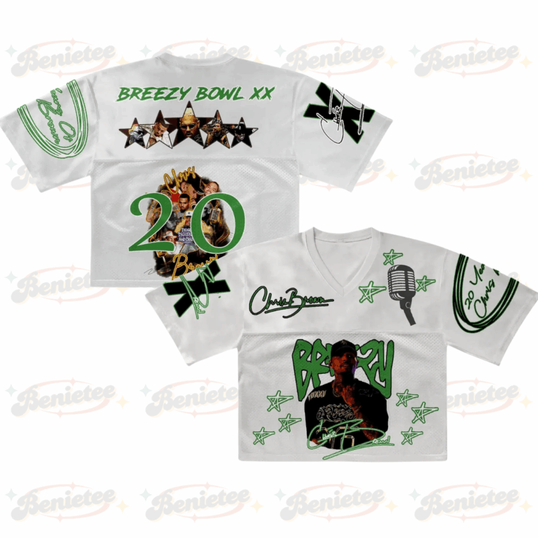 Custom Number Chris Brown World Tour Croptop Mesh Football, Concert 2025 Breezy Bowl XX Croptop Mesh Football