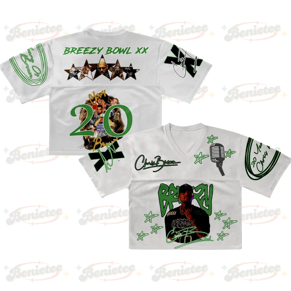 Custom Number Chris Brown World Tour Croptop Mesh Football, Concert 2025 Breezy Bowl XX Croptop Mesh Football