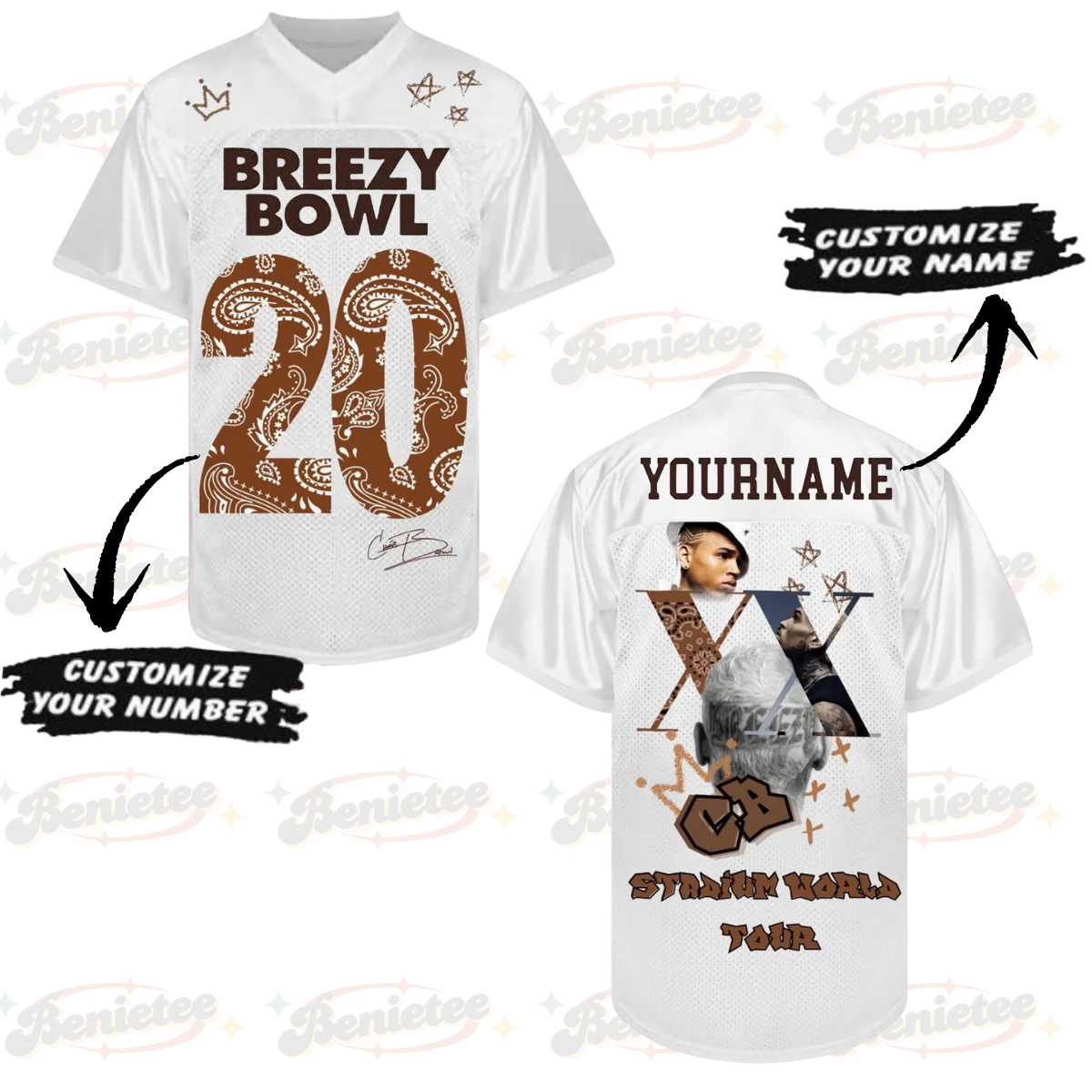 Custom Chris Brown Tour Football Jersey, Breezy Bowl XX 2025 Football Jersey - Image 2