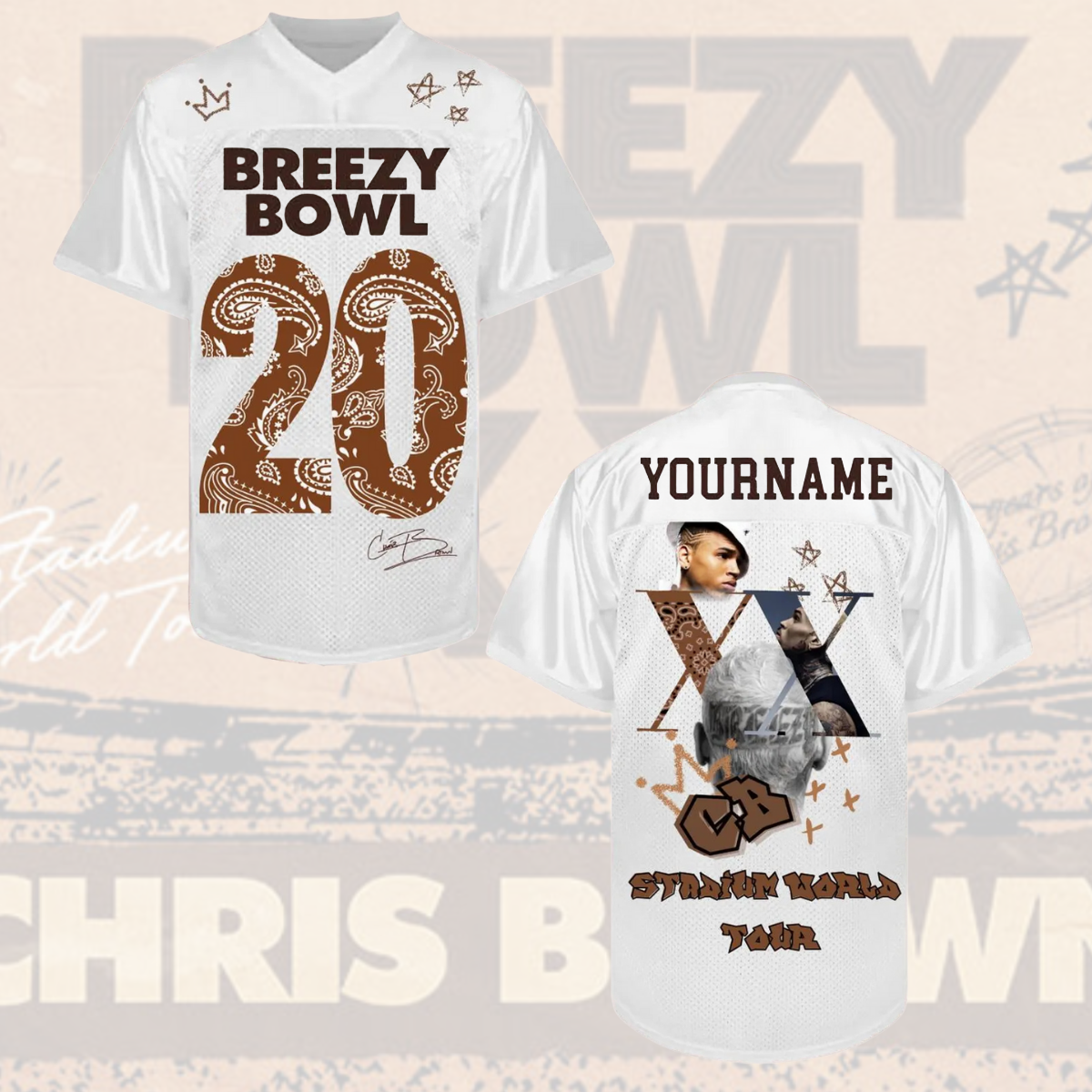 Custom Chris Brown Tour Football Jersey, Breezy Bowl XX 2025 Football Jersey - Image 5