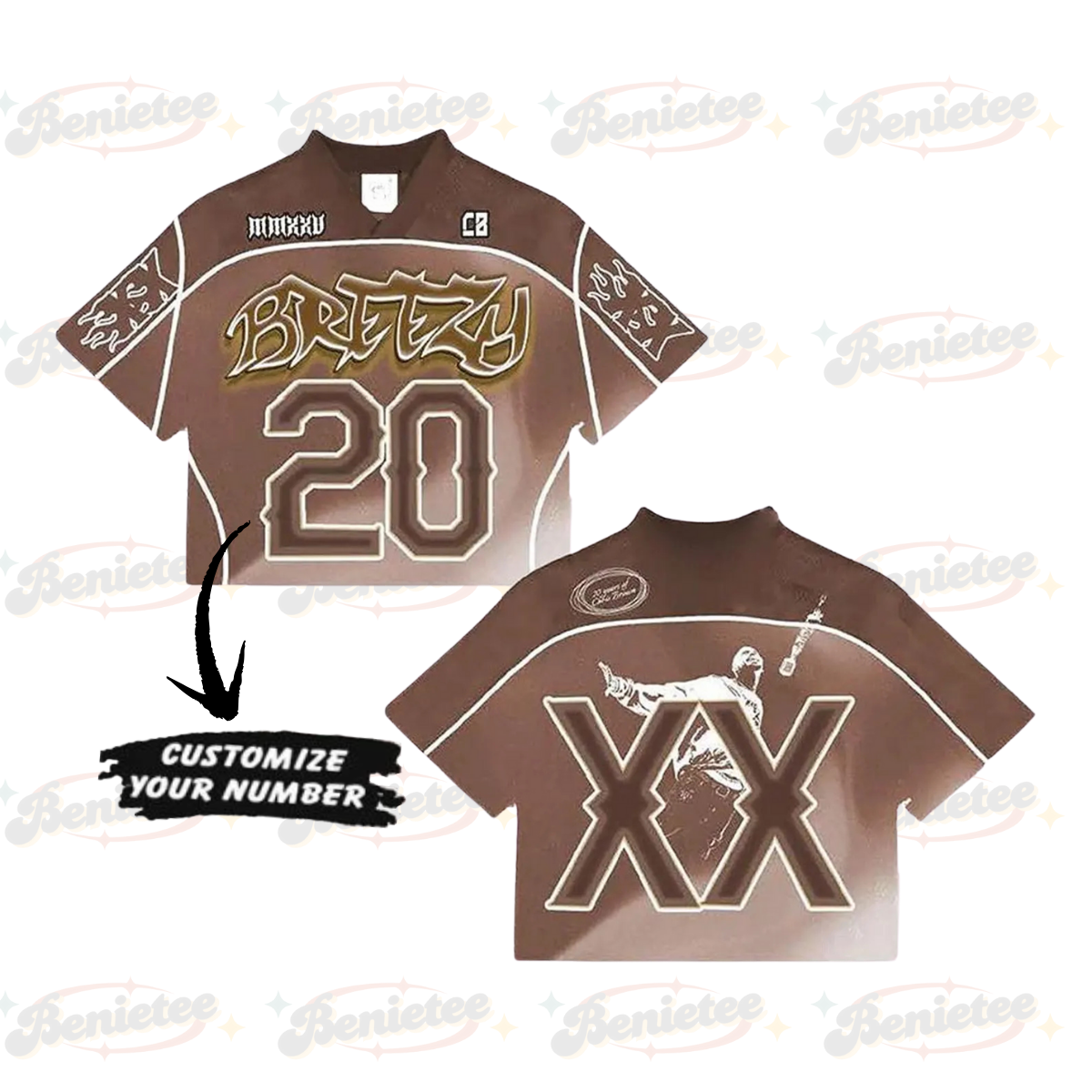 Custom Chris Brown Croptop Mesh Football, Breezy Bowl Tour 2025 Croptop Mesh Football - Image 2