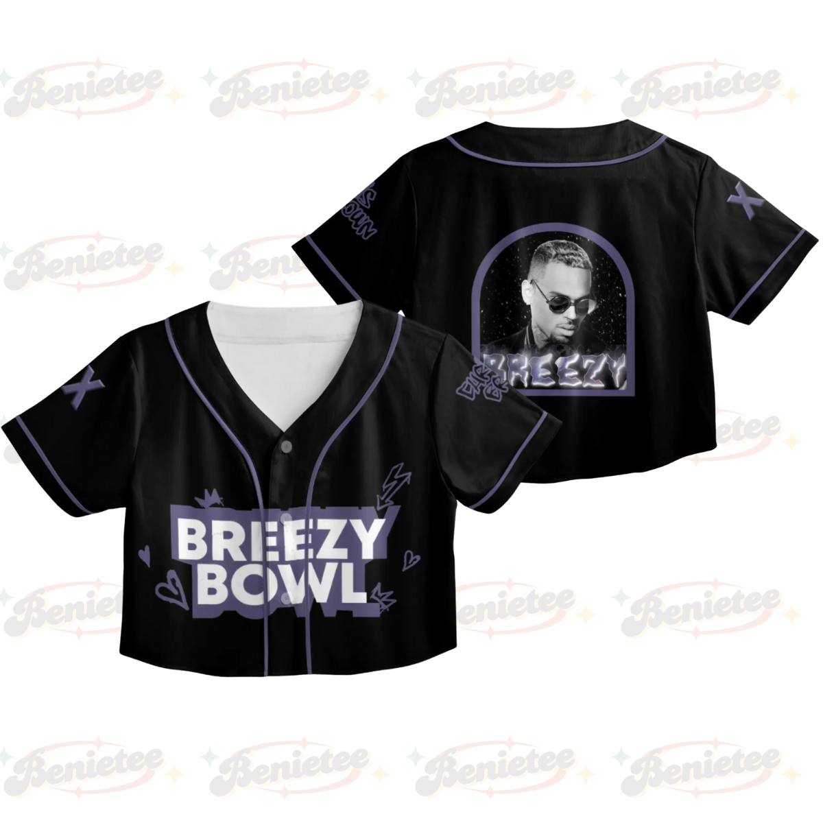 Personalized Chris Brown Breezy Bowl XX Croptop Baseball Jersey, Chris Brown 2025 Tour Croptop Baseball Jersey