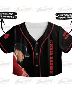 Alternative view of Personalized Chris Brown Breezy Bowl XX Croptop Baseball Jersey, Chris Brown 2025 Tour Croptop Baseball Jersey