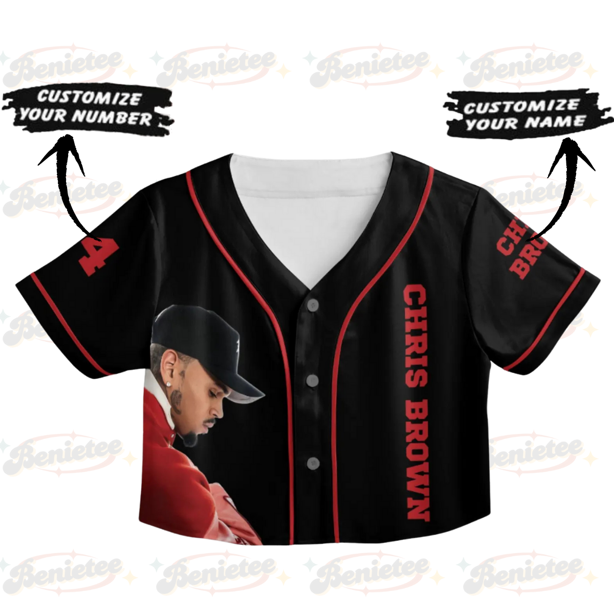 Personalized Chris Brown Breezy Bowl XX Croptop Baseball Jersey, Chris Brown 2025 Tour Croptop Baseball Jersey - Image 2