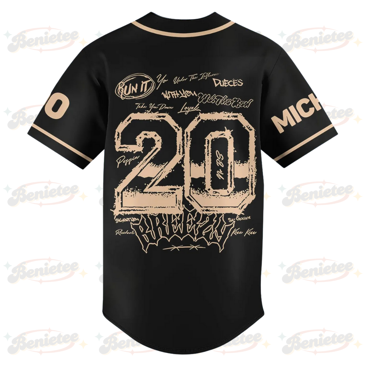 Custom Chris Brown Tour Baseball Jersey, Breezy Bowl XX Concert 2025 Baseball Jersey - Image 3