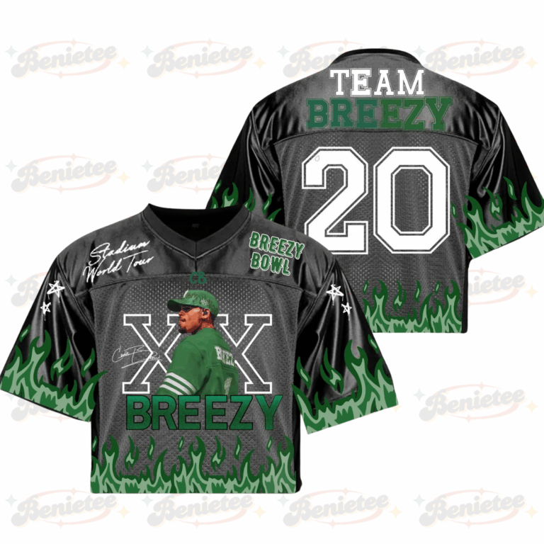 Custom Name Chris Brown Croptop Mesh Football, Breezy Bowl Tour 2025 Croptop Mesh Football