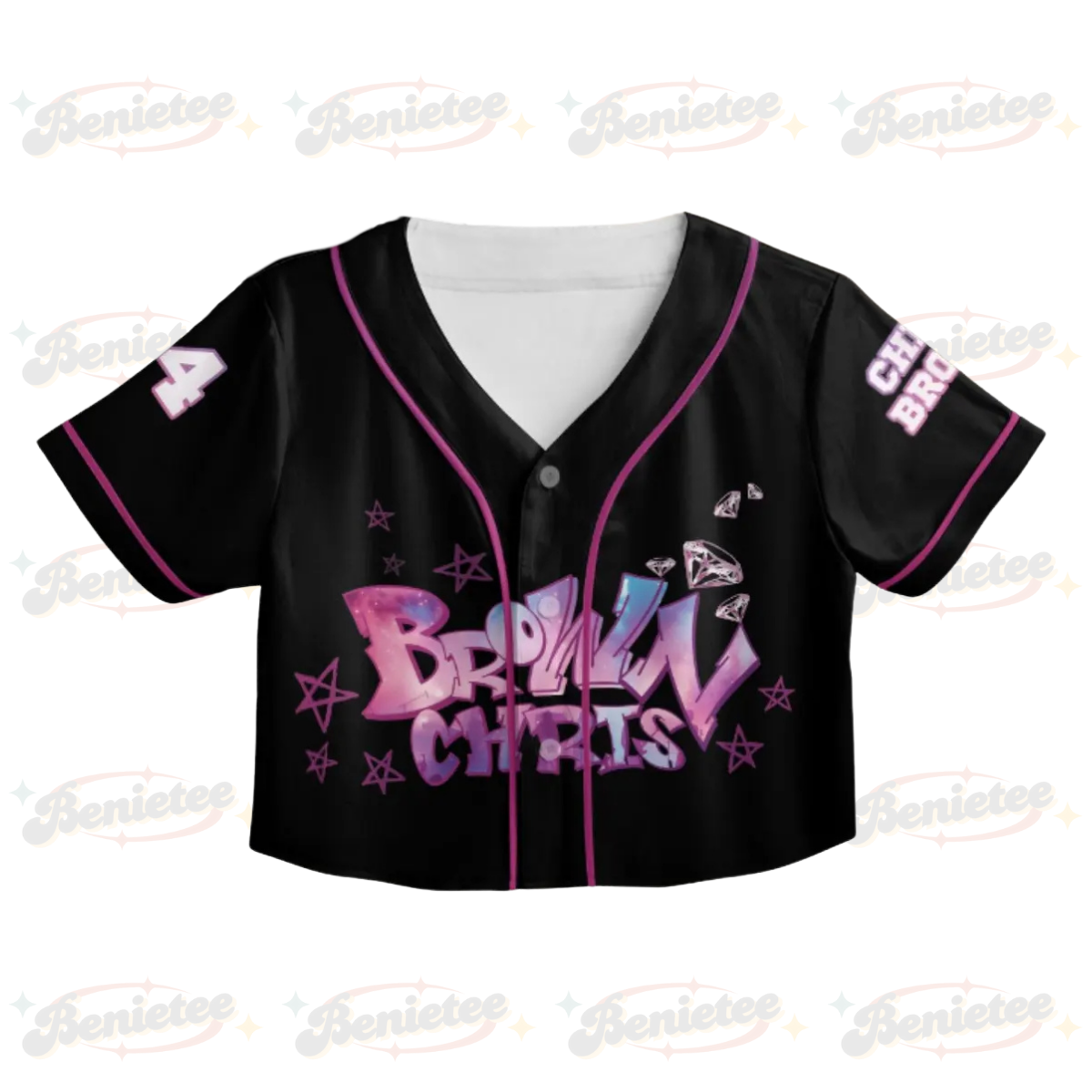 Personalized Chris Brown CropTop Baseball Jersey, Breezy Bowl XX Music Tour 2025 CropTop Baseball Jersey - Image 3