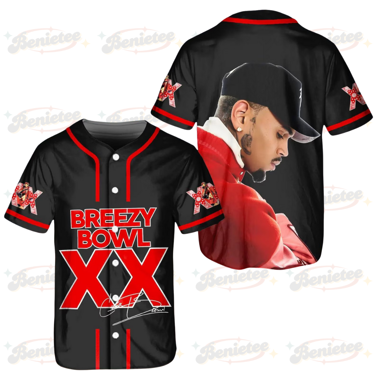 Chris Brown Tour Baseball Jersey, Breezy Bowl XX Music Tour 2025 Baseball Jersey