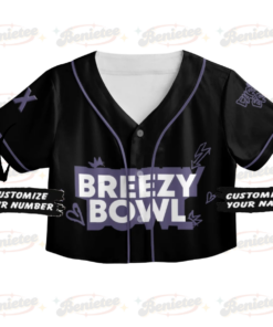 Alternative view of Personalized Chris Brown Breezy Bowl XX Croptop Baseball Jersey, Chris Brown 2025 Tour Croptop Baseball Jersey