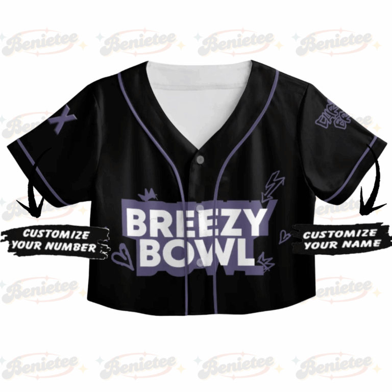Alternative view of Personalized Chris Brown Breezy Bowl XX Croptop Baseball Jersey, Chris Brown 2025 Tour Croptop Baseball Jersey
