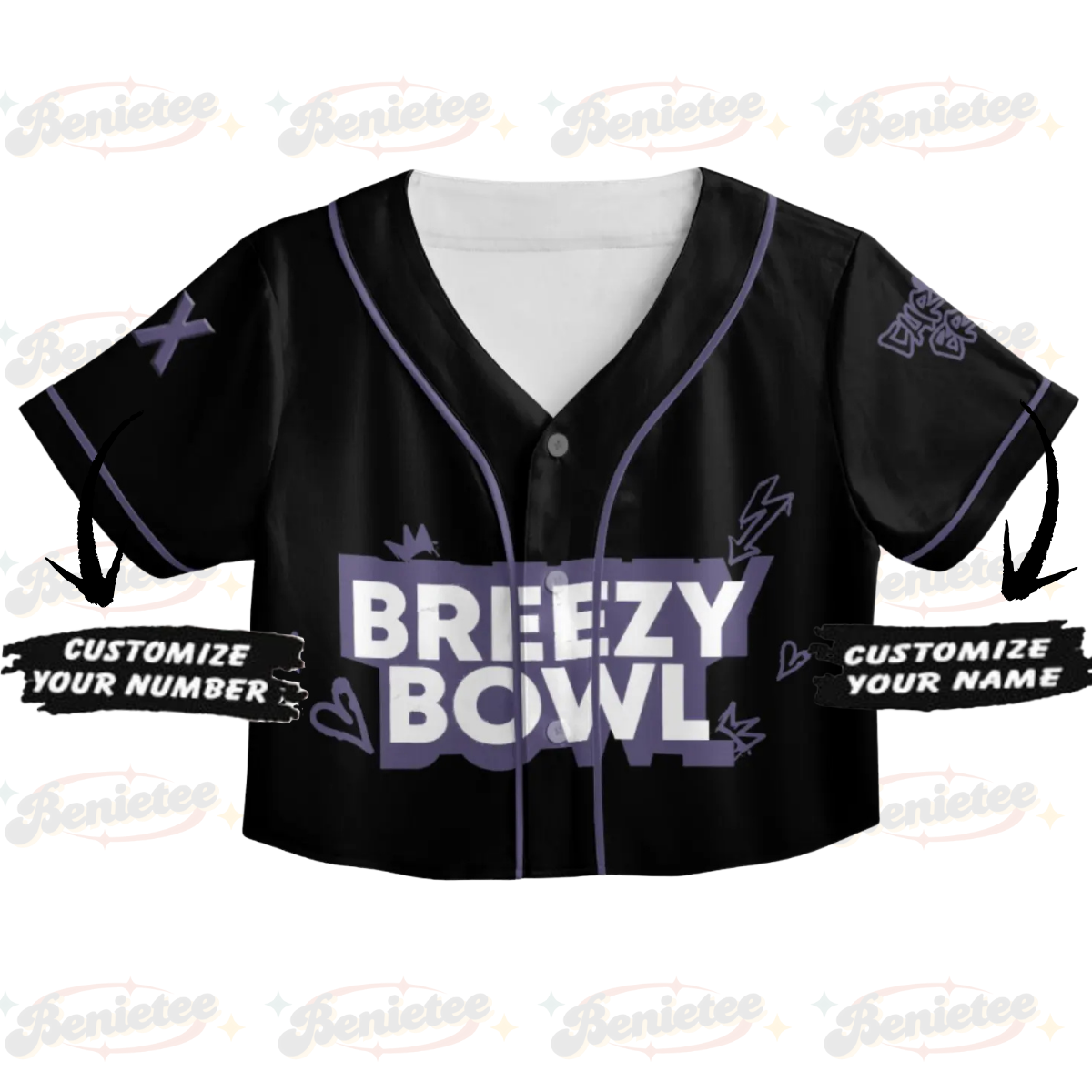 Personalized Chris Brown Breezy Bowl XX Croptop Baseball Jersey, Chris Brown 2025 Tour Croptop Baseball Jersey - Image 2
