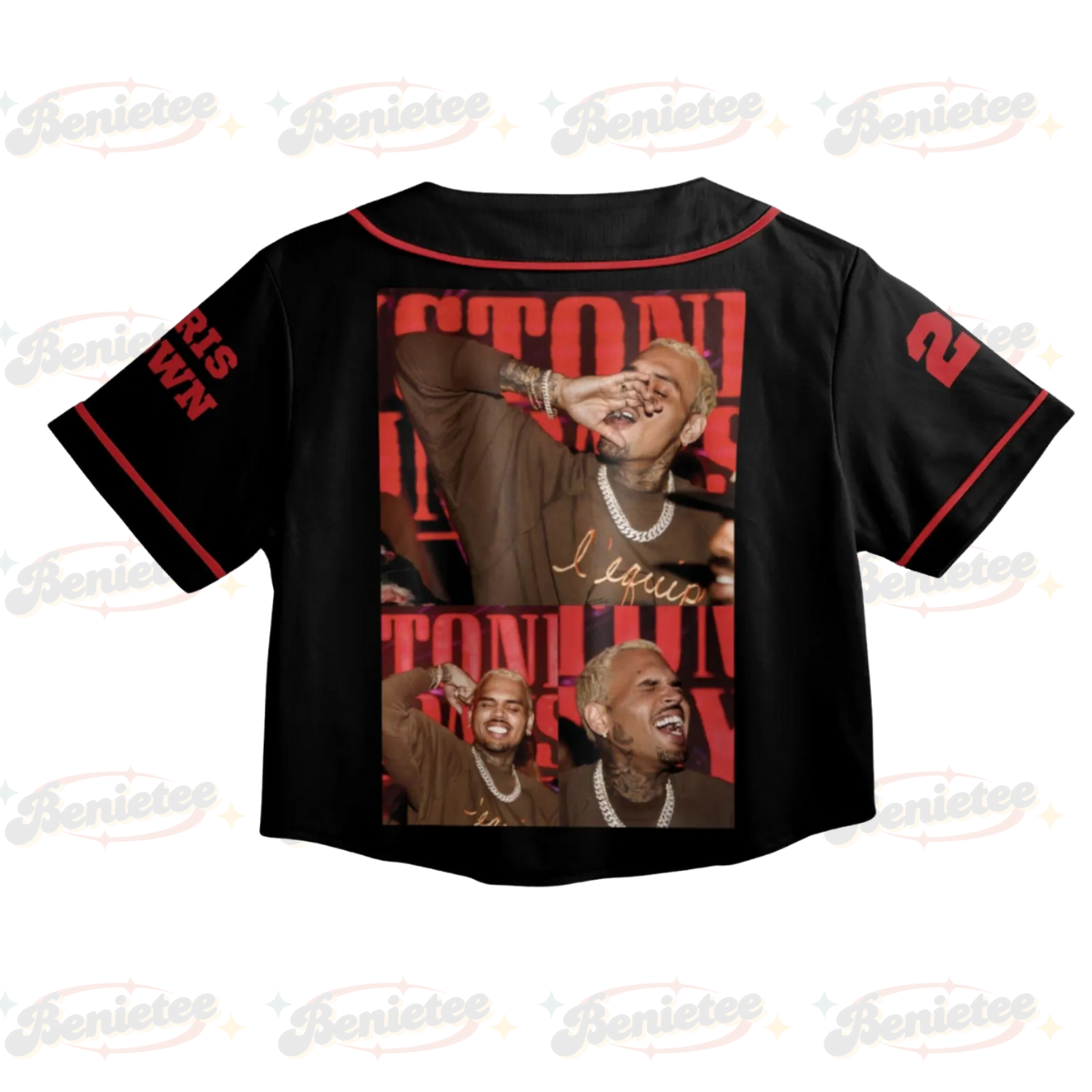 Personalized Chris Brown Breezy Bowl XX Croptop Baseball Jersey, Chris Brown 2025 Tour Croptop Baseball Jersey - Image 3