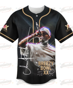 Alternative view of Chris Brown Tour 2025 Baseball Jersey, Chris Brown Breezy Bowl Baseball Jersey, Concert Tour Shirt