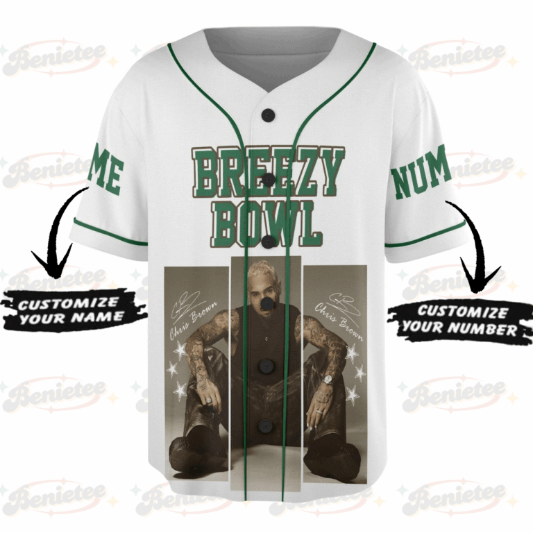 Alternative view of Custom Chris Brown Tour Baseball Jersey, Breezy Bowl XX Concert 2025 Baseball Jersey
