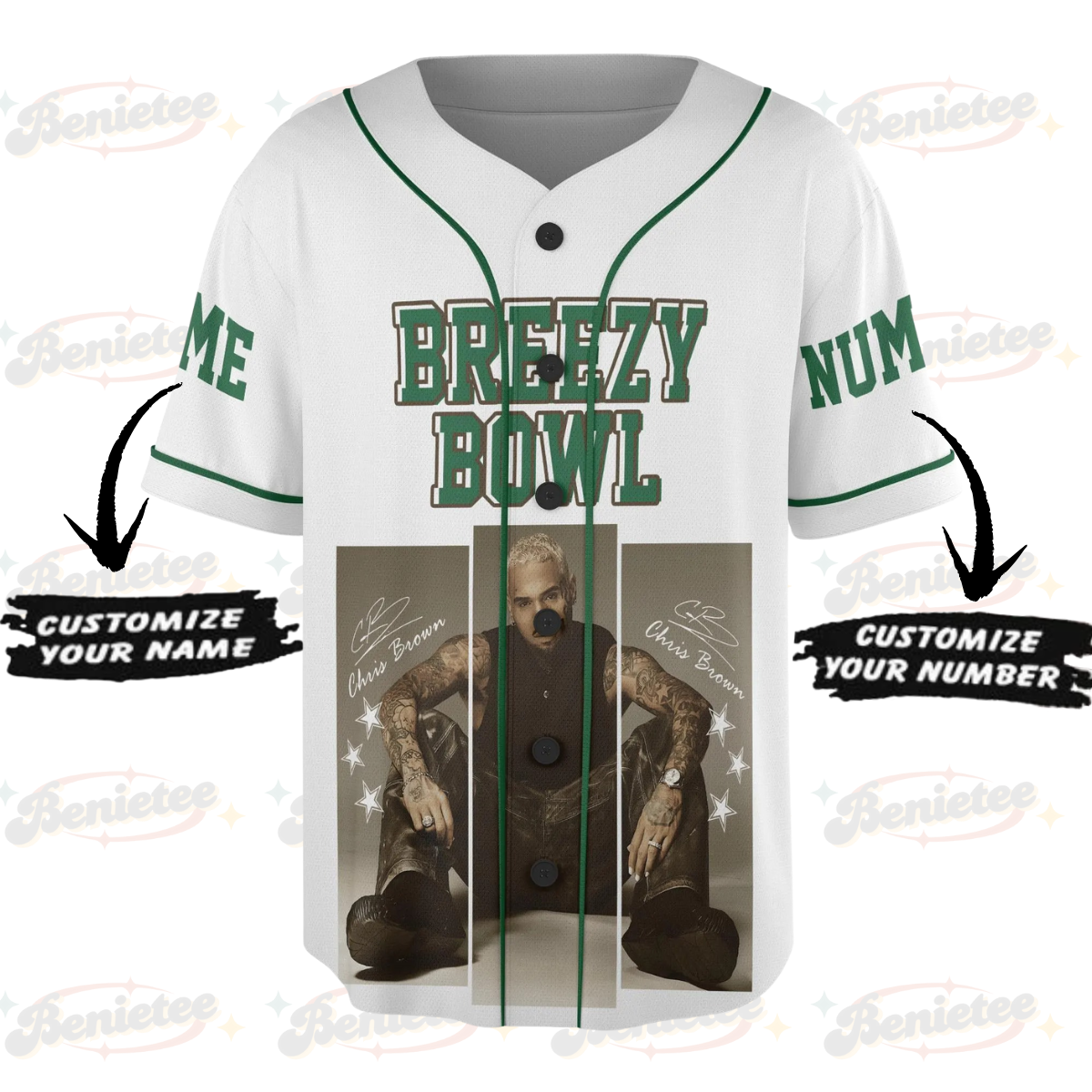 Custom Chris Brown Tour Baseball Jersey, Breezy Bowl XX Concert 2025 Baseball Jersey - Image 2