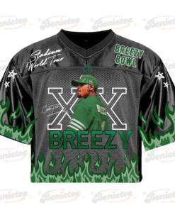 Alternative view of Custom Name Chris Brown Croptop Mesh Football, Breezy Bowl Tour 2025 Croptop Mesh Football