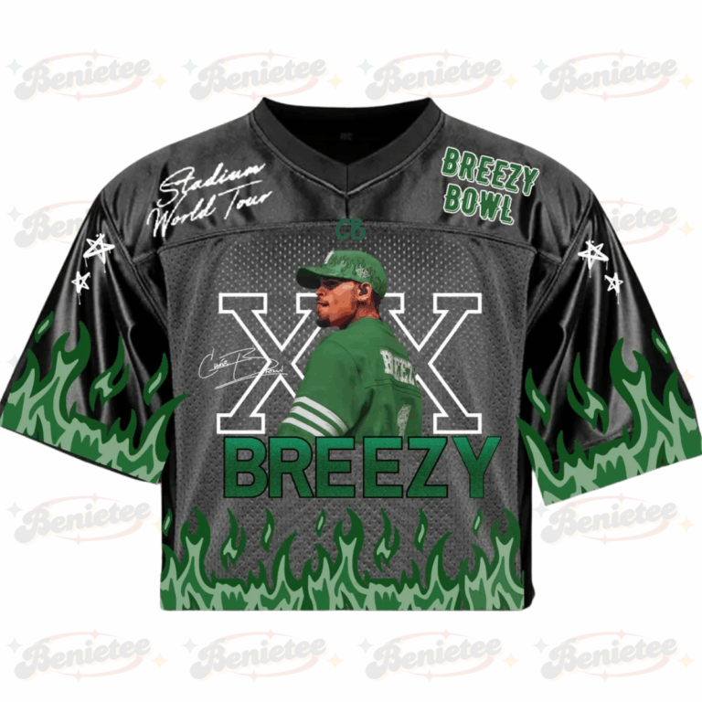 Alternative view of Custom Name Chris Brown Croptop Mesh Football, Breezy Bowl Tour 2025 Croptop Mesh Football