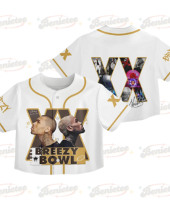 Custom Chris Brown CropTop Baseball Jersey, Breezy Bowl XX Music Tour 2025 CropTop Baseball Jersey